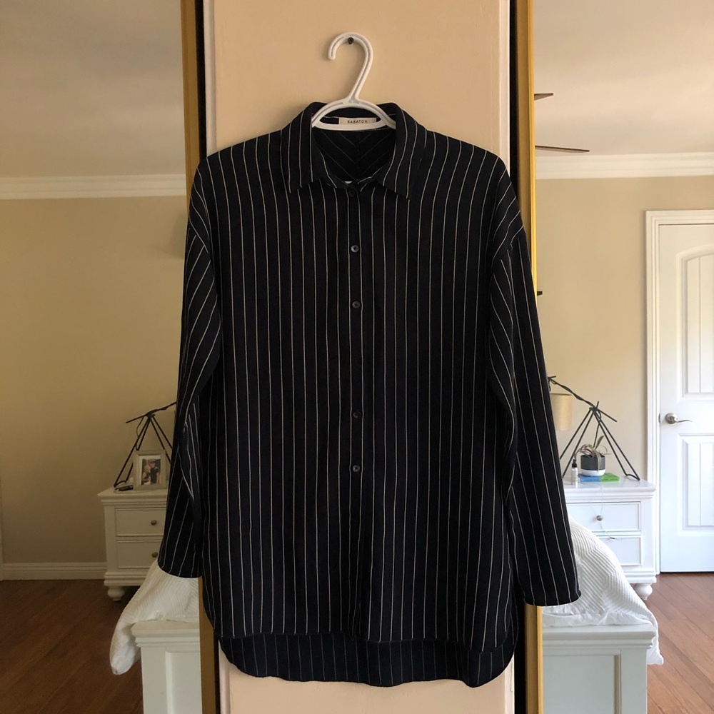 Aritzia Babaton Kearny Pinstripe Blouse